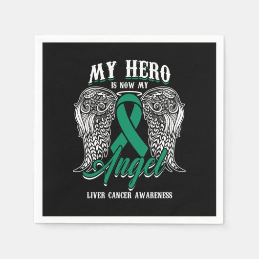 Serviette En Papier My Hero Is Now My Angel Liver Cancer Awareness (Devant)