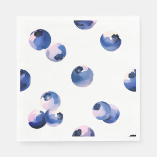 Serviette En Papier Myrtilles motif aquarelle