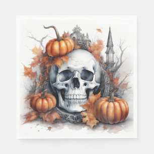 Serviette En Papier Mystic Halloween Gothic Skull Art - Enchantant
