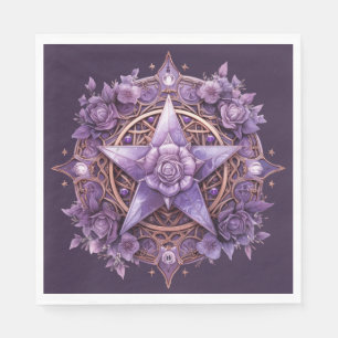 Serviette En Papier Mystic Pentacle - Purple Witchy Party Table Decor