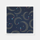 Serviette En Papier Mystical Blue Gold Filigree Lune Céleste (Devant)
