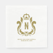 Serviette En Papier N Couronne d'or initiale (Devant)