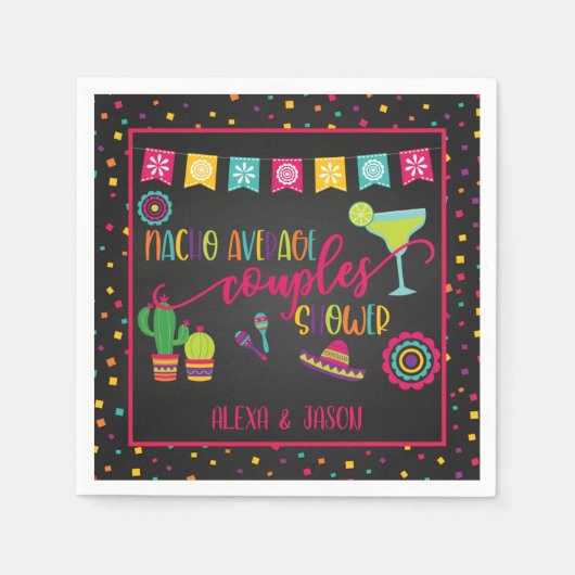 Serviette En Papier Nacho Couples Moyenne Douche Napkin - Noir (Devant)