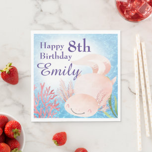 Serviette En Papier Nage Axolotl dans la mer Anniversaire