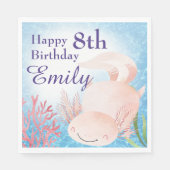 Serviette En Papier Nage Axolotl dans la mer Anniversaire (Devant)