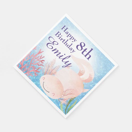 Serviette En Papier Nage Axolotl dans la mer Anniversaire (Coin)