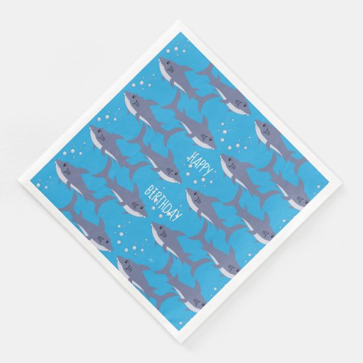 Serviette En Papier Nager Requins Motif Enfant Papier d'anniversaire s (Coin)