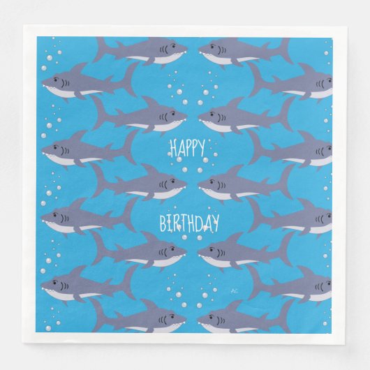 Serviette En Papier Nager Requins Motif Enfant Papier d'anniversaire s (Devant)