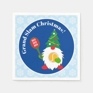 Serviette En Papier 🎾 Nain de Noël mignon avec balle de tennis