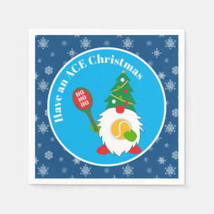 Serviette En Papier 🎾 Nain de Noël mignon avec balle de tennis