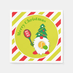 Serviette En Papier 🎾 Nain de Noël mignon avec balle de tennis