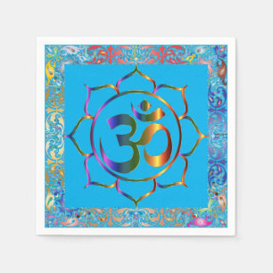 Serviette En Papier Namaste Om Lotus Rainbow Vintage Personnalisé
