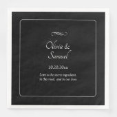 Serviette En Papier Names Date Message Black White Infinity (Devant)