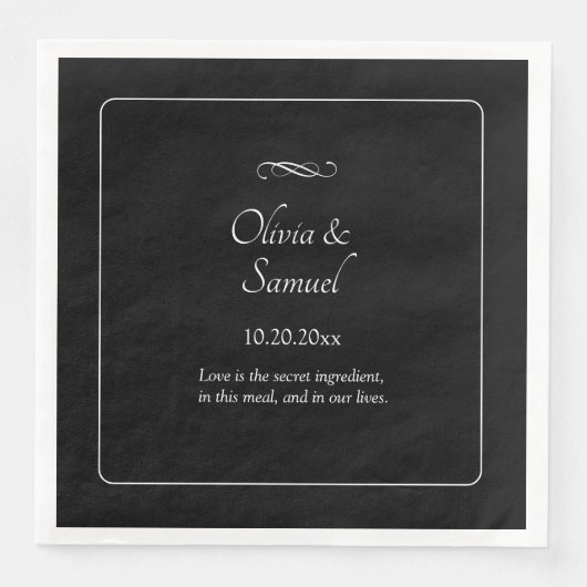 Serviette En Papier Names Date Message Black White Infinity (Devant)