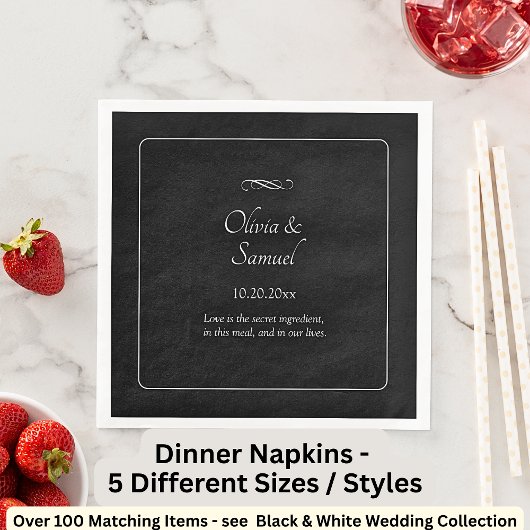 Serviette En Papier Names Date Message Black White Infinity