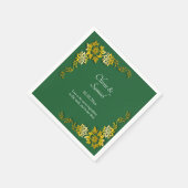 Serviette En Papier Names Date Message Emerald Green & Gold Cocktail (Coin)