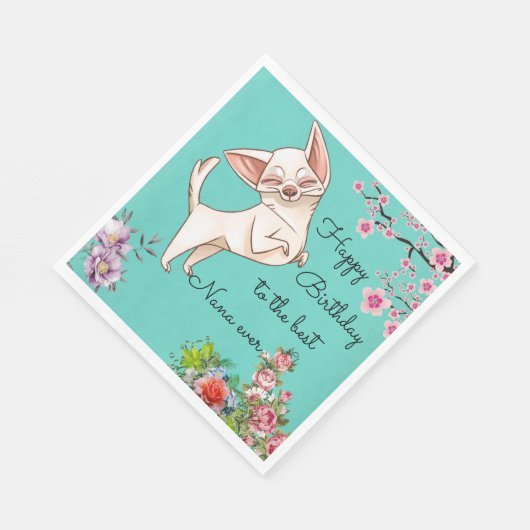 Serviette En Papier Nana Anniversaire Chihuahua Papier Napkins (Coin)