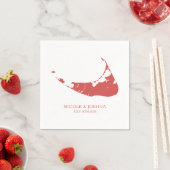 Serviette En Papier Nantucket Island Mariage Nantucket Rouge (En situation)