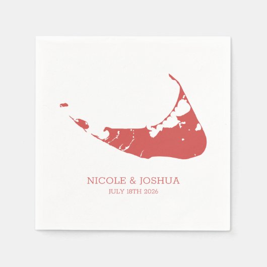 Serviette En Papier Nantucket Island Mariage Nantucket Rouge (Devant)