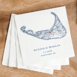 Serviette En Papier Nantucket MA Carte Élégant Mariage bleu marine