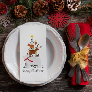 Serviette En Papier Napet de Noël nouvelle année animal mignon illustr