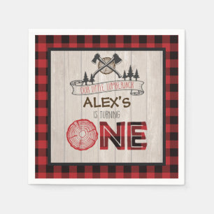 Serviette En Papier Napine de 1er anniversaire de bûcheron - Axe RED