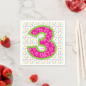 Serviette En Papier Napkin/3e anniversaire avec Pois (En situation)