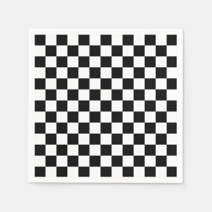 Serviette En Papier Napkin À damiers partie noir et blanc