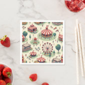 Serviette En Papier Napkin avec motif de parc d'attractions (En situation)