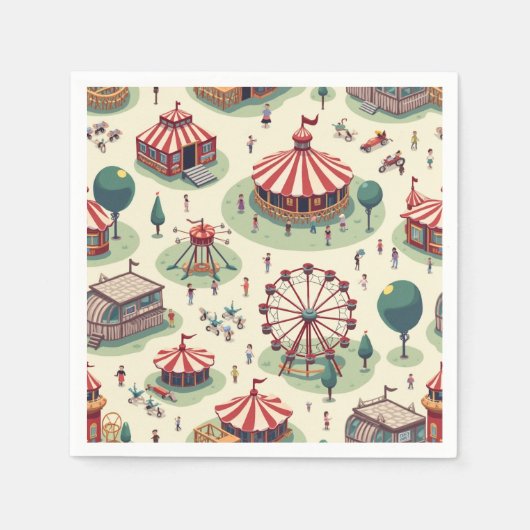 Serviette En Papier Napkin avec motif de parc d'attractions (Devant)