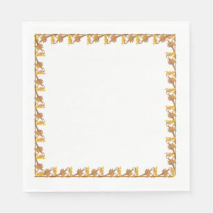 Serviette En Papier Napkin - Bordure des Feuilles de fer d'angle doré