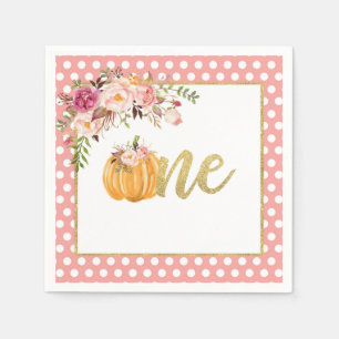 Serviette En Papier Napkin citrouille d'anniversaire - Pois rose flora