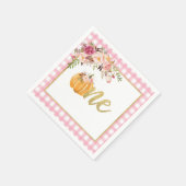 Serviette En Papier Napkin citrouille Premier Anniversaire - Plat Rose (Coin)