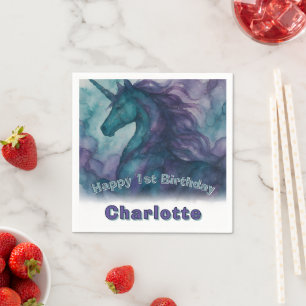 Serviette En Papier Napkin d'anniversaire de la licorne - Style Encre