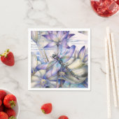 Serviette En Papier Napkin de libellule violette (En situation)