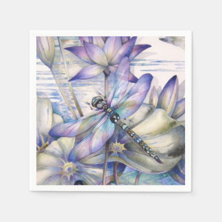 Serviette En Papier Napkin de libellule violette