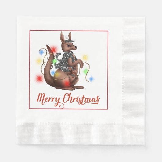 Serviette En Papier Napkin de Noël Kangaroo (Devant)