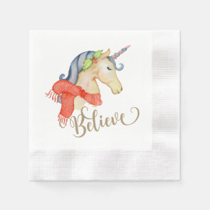 Serviette En Papier Napkin de Noël Unicorne