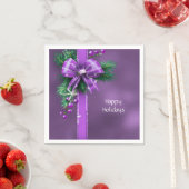 Serviette En Papier Napkin de vacances pourpre Bow (En situation)
