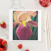 Serviette En Papier Napkin d'Iris violet et jaune (En situation)