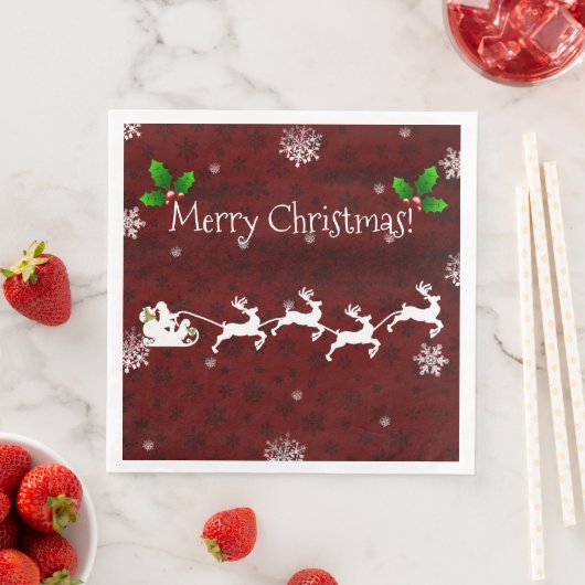 Serviette En Papier Napkin en papier à bascule Père Noël rouge (En situation)