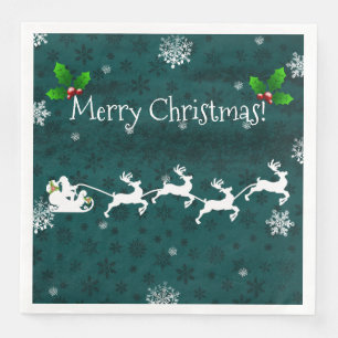 Serviette En Papier Napkin en papier à bascule Père Noël turquoise