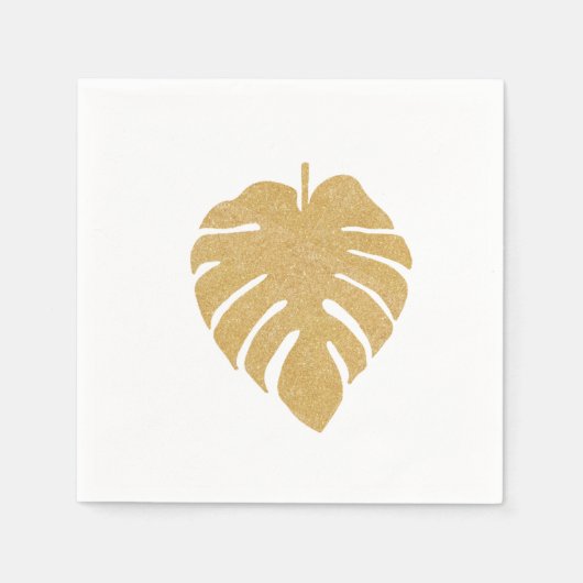 Serviette En Papier Napkin feuille or Tropical Monstera (Devant)