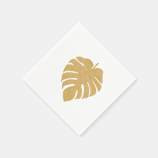Serviette En Papier Napkin feuille or Tropical Monstera (Coin)