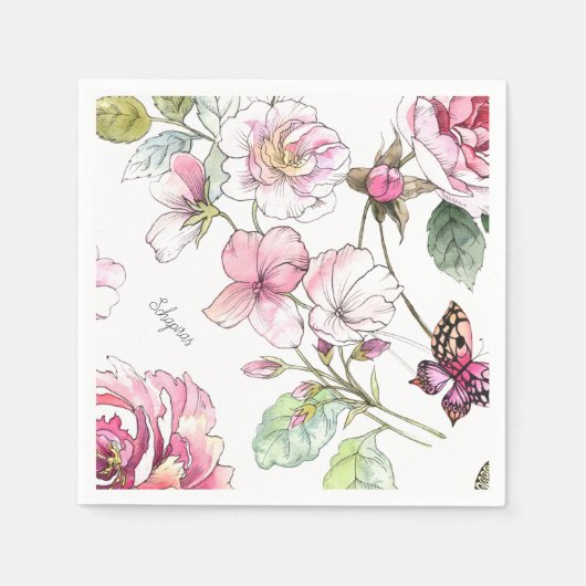 Serviette En Papier Napkin floral (Devant)