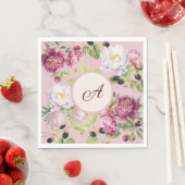 Serviette En Papier Napkin Floral et Dot Monogram (En situation)