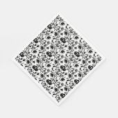 Serviette En Papier Napkin floral noir et blanc (Coin)