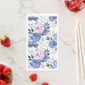 Serviette En Papier Napkin floral rose et bleu Peony (En situation)