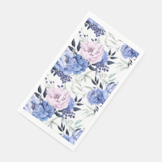 Serviette En Papier Napkin floral rose et bleu Peony