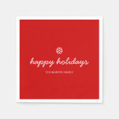 Serviette En Papier Napkin heureux script vacances Red (Devant)